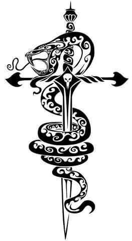Gothic Tribal Tattoo Design με το φίδι