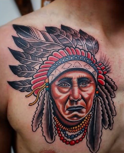 Λυπημένος ντόπιος αμερικανικός σχεδιασμός τατουάζ