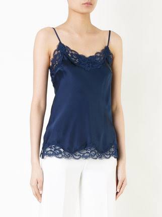 Navy Blue Silk Lace Camisole