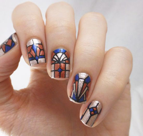 Vintage Glass Stained Nail Art