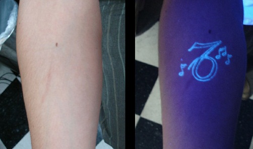 Valkoisen mustan UV -valon tatuointimallit