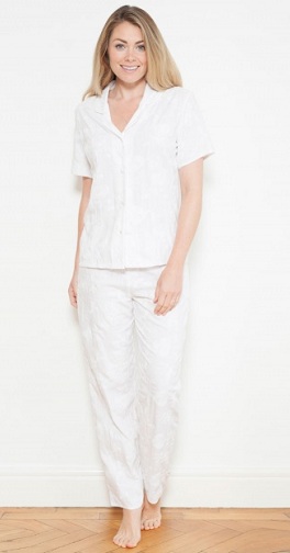 Kudottu Seersucker Valkoinen pyjama