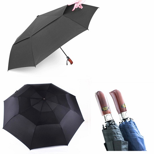 Kolme taitettavaa tuulenpitävää sateenvarjoa