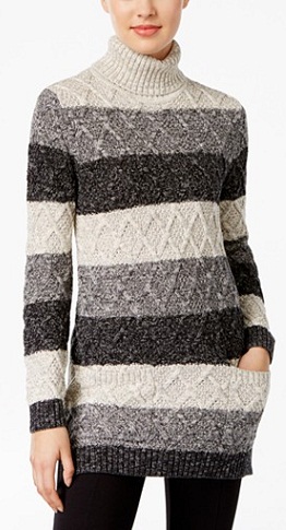 Jeanne Pierre Colour Blocked Cable-Knit Tunika villapaita