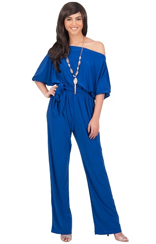 Εκτός ώμου Cobalt Blue Formal Jumpsuits