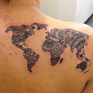 Creative World Map Tattoo Designs