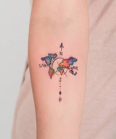 Κατευθυντικός Παγκόσμιος Χάρτης Τατουάζ Σχέδια