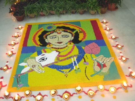 Krishna Rangoli Design for Diwali