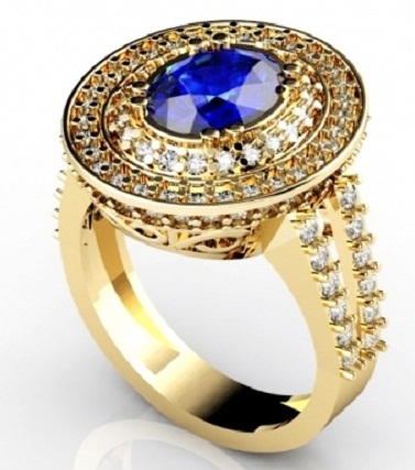 Sininen timantti kultarenkaat sitoutumista varten