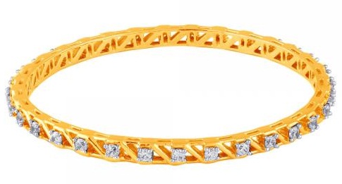 Σχεδιασμένο Gold Bangle με Row Solitaire Diamonds