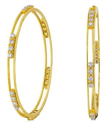 Grooved Gold Bangles with Solitaire Diamonds