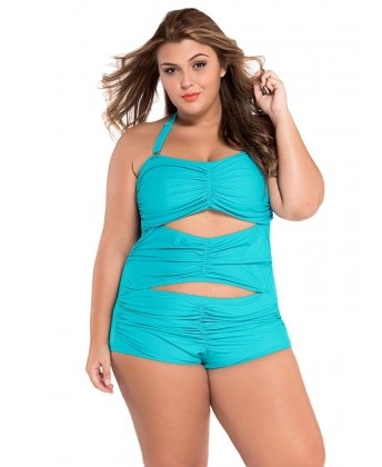 Sweetheart Ruched Plus Size Μαγιό