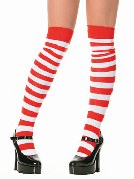 Κόκκινες και άσπρες κάλτσες με μακριές ρίγες