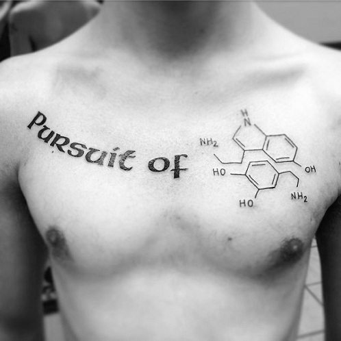 Dopamiinin kemiallisen rakenteen tatuointisuunnittelu