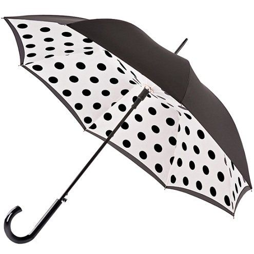 Polka Dots painettu musta sateenvarjo