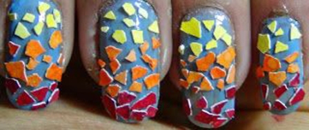 Mosaiikki Ombre -kynnet munankuorilla