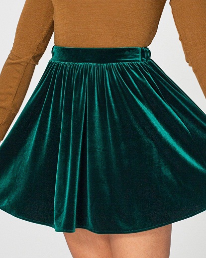 Πράσινες τεντώσιμες βελούδινες φούστες