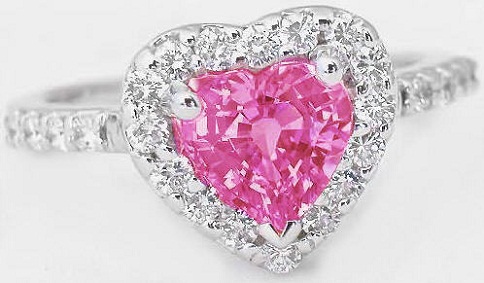 Ροζ διαμάντι ροζ ζαφείρι σε σχήμα καρδιάς