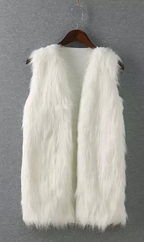 Λευκό γιλέκο γούνας