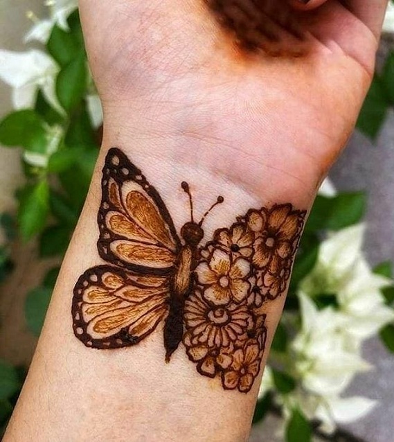 Butterfly Mehndi Designs on Wrist