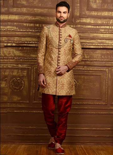Golden Angrakha Style Indo Western Kurta