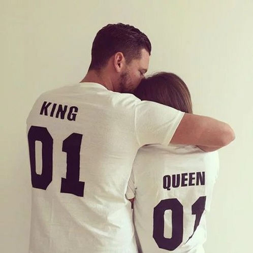 Valkoinen kuningas ja kuningatar T-paita
