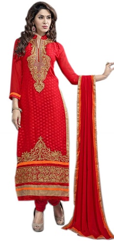 Kuuma punainen pitkä Salwar -puku