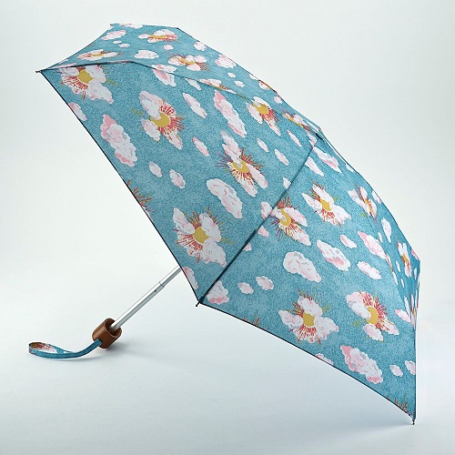 Floral Printed Μικροσκοπικές πτυσσόμενες μπλε ομπρέλες
