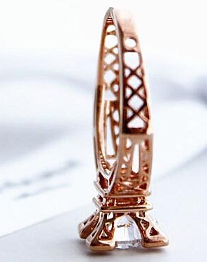 Δαχτυλίδι από ροζ χρυσό πύργο του Άιφελ για γυναίκες