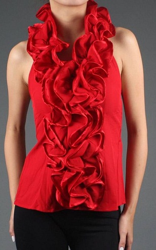 Ruffled Designed Red Top