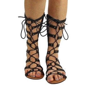 Lace Up Black Gladiator -sandaalit