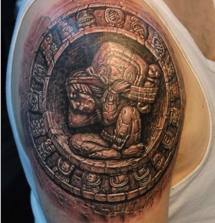 Αρχαία Mayan Stone Work Tattoo Design