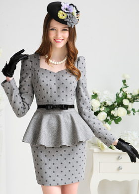 Polka Dot Peplum φόρεμα