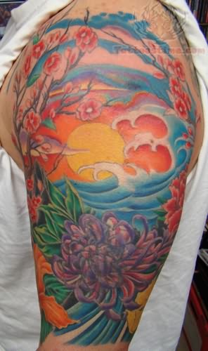 Värikkäitä värikkäitä valtameren tatuointimalleja