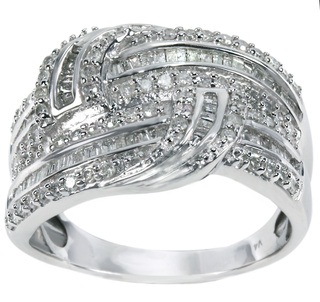 Silver Diamond Twisted Ring