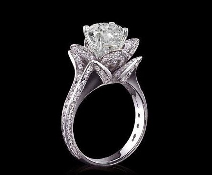 Σχεδιαστής Rose Flower Pave Diamond Wedding Ring