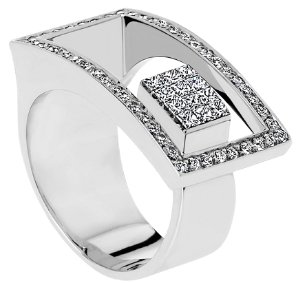 Δαχτυλίδι σχεδιαστή Pave Diamond