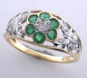 Antiikki Emerald Ring