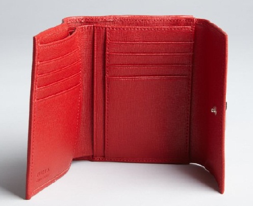 Kolminkertainen nahka punainen lompakko
