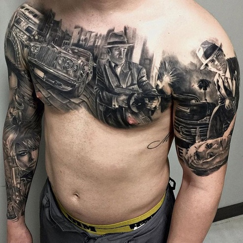 Εντυπωσιακό σχέδιο τατουάζ Gangster