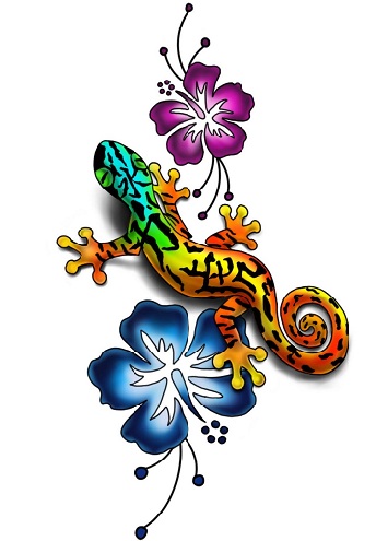 Taiteellinen Gecko Tattoo Design