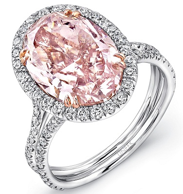 Οβάλ ροζ διαμαντένιο δαχτυλίδι αρραβώνων