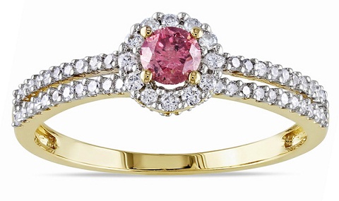 Στρογγυλό ροζ διαμαντένιο δαχτυλίδι