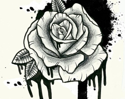 Θεαματικό σχέδιο τατουάζ τριαντάφυλλου σε γοτθικό