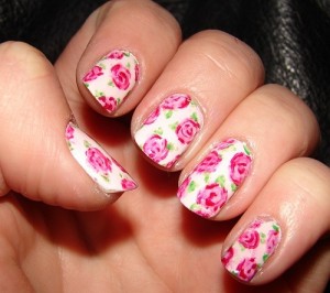 Pretty Pink Rose Nail Art