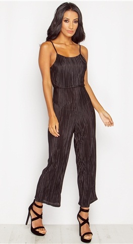 Casual Black Pleated Jumpsuits