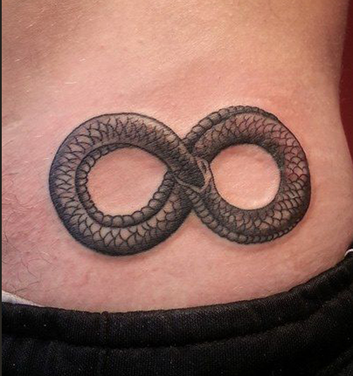 Rattlesnake Infinite Tattoo on Hip
