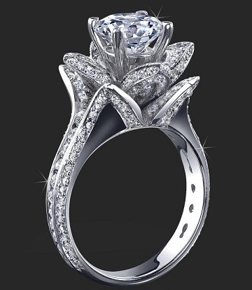 Διαμαντένιο γαμήλιο δαχτυλίδι με στυλ Lotus