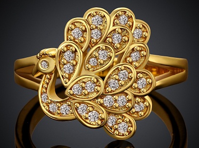Διαμαντένιο γαμήλιο δαχτυλίδι με σχέδιο παγώνι