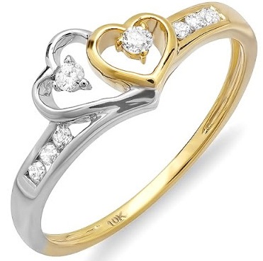 Γαμήλιο δαχτυλίδι με δύο διαμάντια σε σχήμα καρδιάς